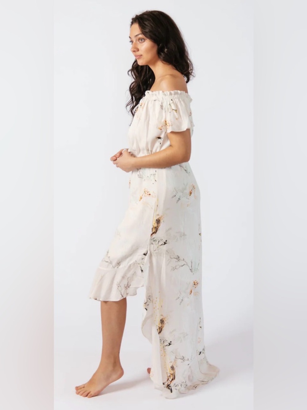 Tribe Kelley Women's High low Dawn Dress - White Floral - Medium - Picture 4 of 10